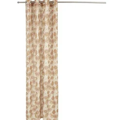 Rideau orange imprimé fleurs lin et polyester 140x240cm