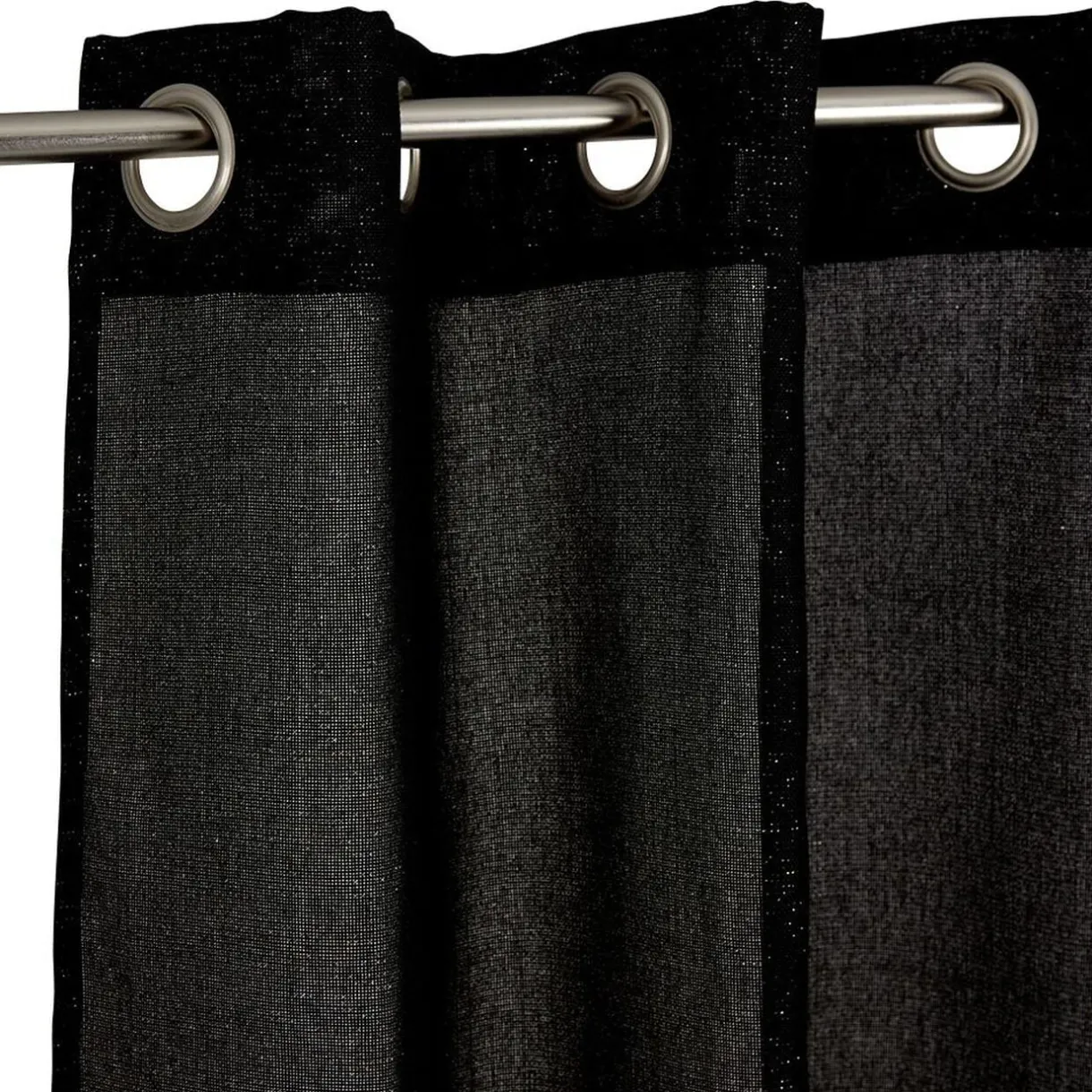 Rideau uni noir et fil métallique brillant 100% polyester 140x240cm < Gifi Sale