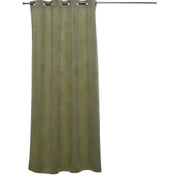 Rideau velours embossé vert motif végétal 100% polyester 140x240cm