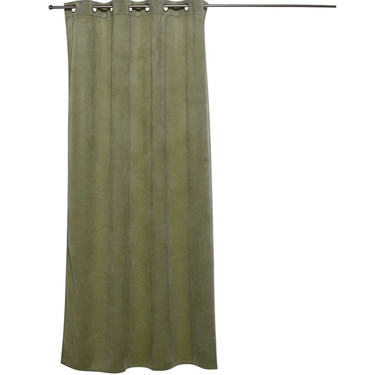 Rideau velours embossé vert motif végétal 100% polyester 140x240cm