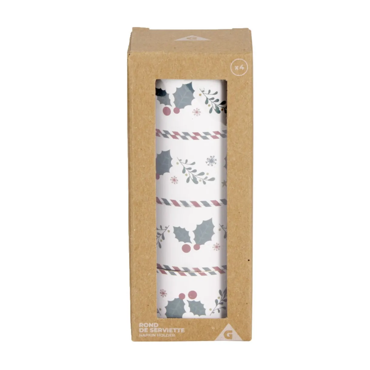 Rond de serviette en zinc motif houx Ø5cm 4 pièces < Gifi Clearance