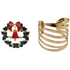 Rond de serviette métal doré design couronne de Noël x4 < Gifi Online