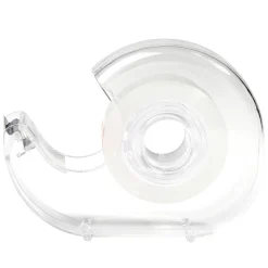 Rouleau adhésif avec dévidoir plastique transparent