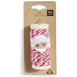 Rouleau fil coton rouge et blanc 15m