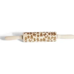 Rouleau à pâtisserie en bois gravé décor Noël Ø5x35cm < Gifi New
