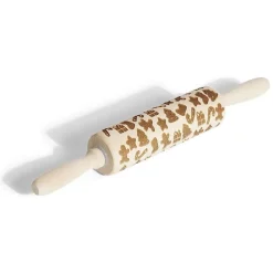 Rouleau à pâtisserie en bois gravé décor Noël Ø5x35cm < Gifi New