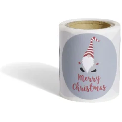 Rouleau étiquette autocollante Merry Christmas gnome Père Noël Ø3cm x50