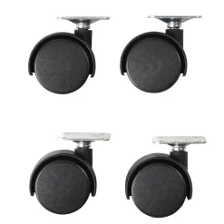 Roulettes rotatives noires x4 en plastique et métal