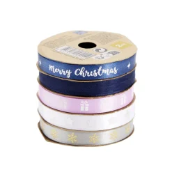 Ruban Noël x5 en tissu thème boréal 2m < Gifi