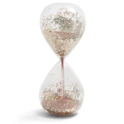 Sablier verre sable rose et paillettes doré Ø8xH20cm < Gifi