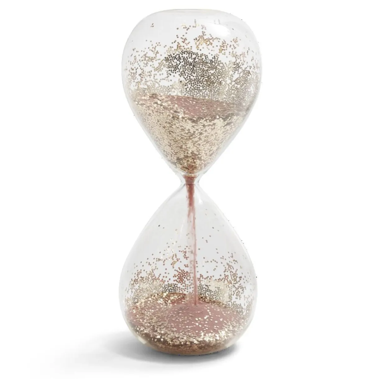 Sablier verre sable rose et paillettes doré Ø8xH20cm < Gifi