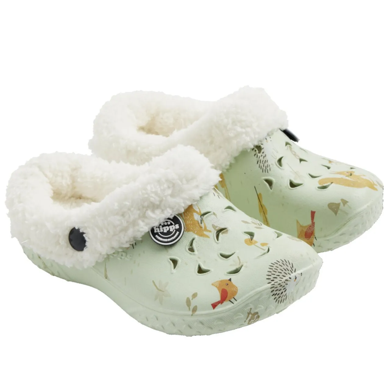 Sabots Hipps enfant fourrés vert pâle motifs animaux 24/25