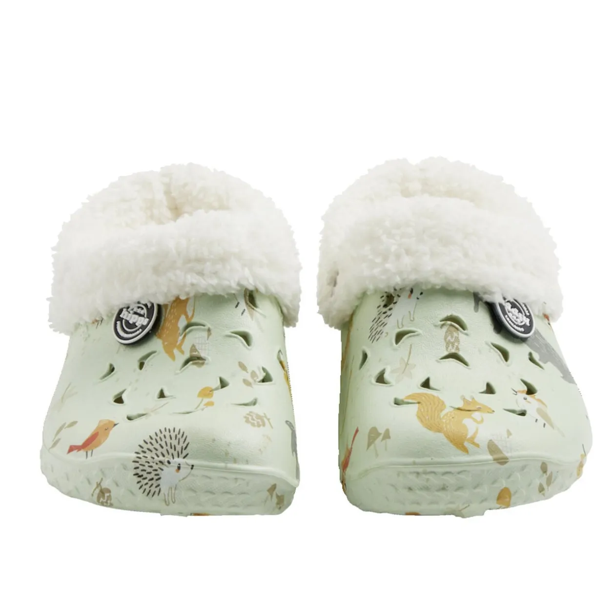 Sabots Hipps enfant fourrés vert pâle motifs animaux 24/25
