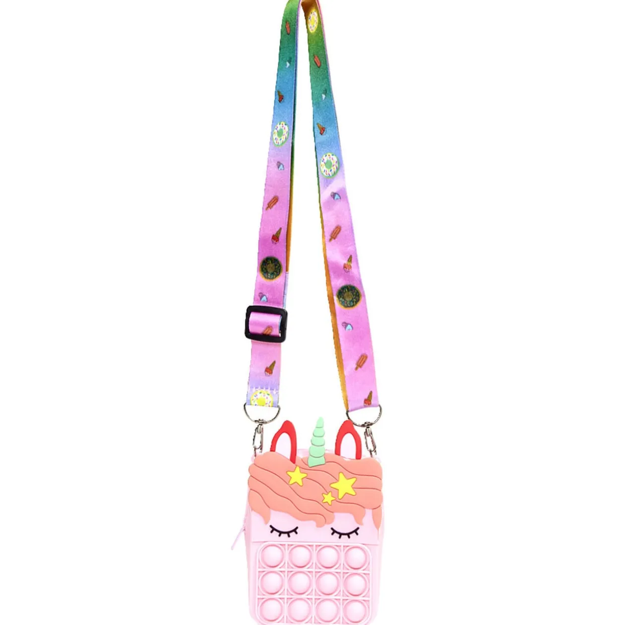 Sac bandoulière enfant pop it licorne 9x4xH13,5cm (3 modèles)
