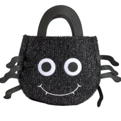 Sac à bonbons Halloween araignée noir ou violet Ø31xH43cm (2 modèles)