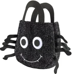 Sac à bonbons Halloween araignée noir ou violet Ø31xH43cm (2 modèles)