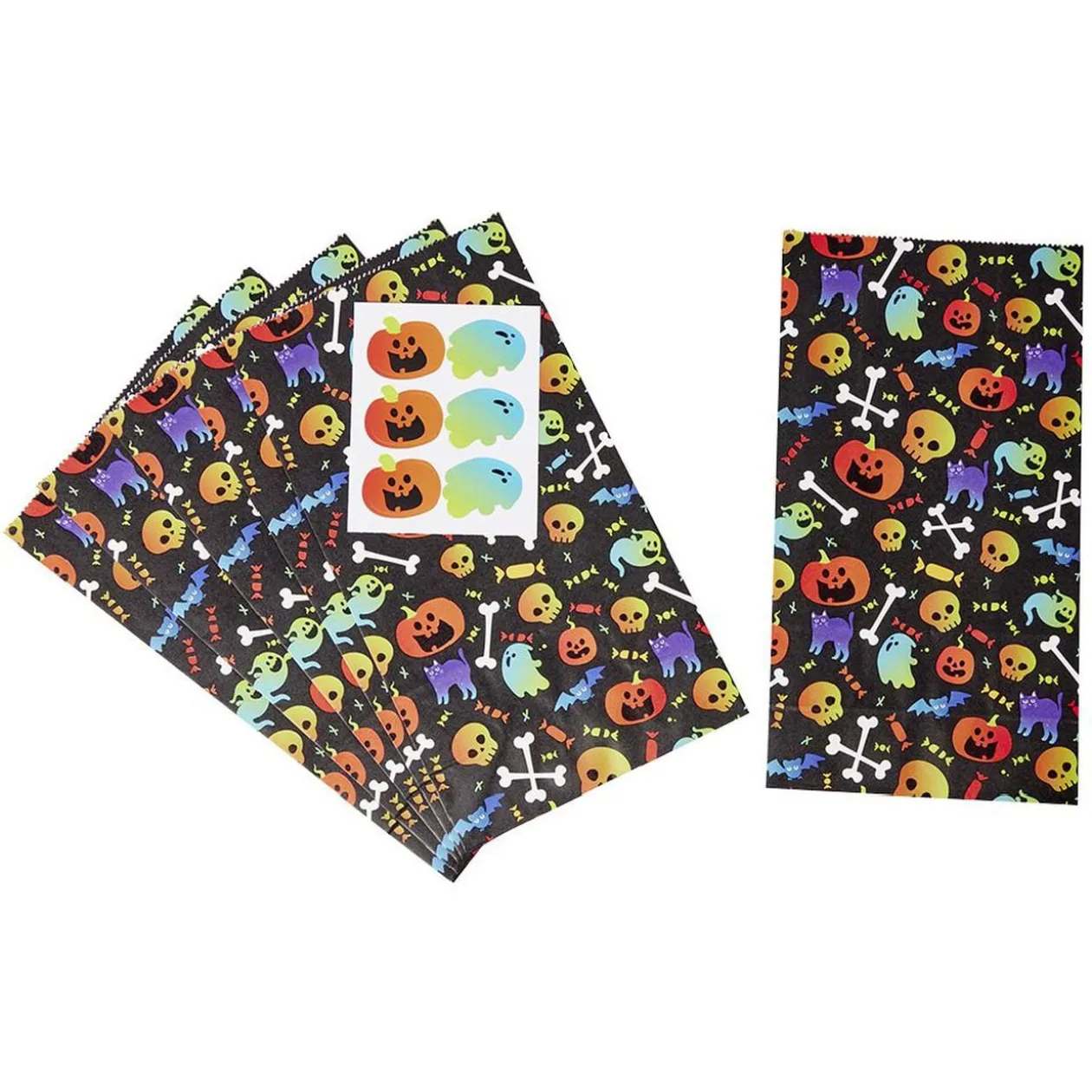 Sac à bonbons Halloween x6 avec sticker