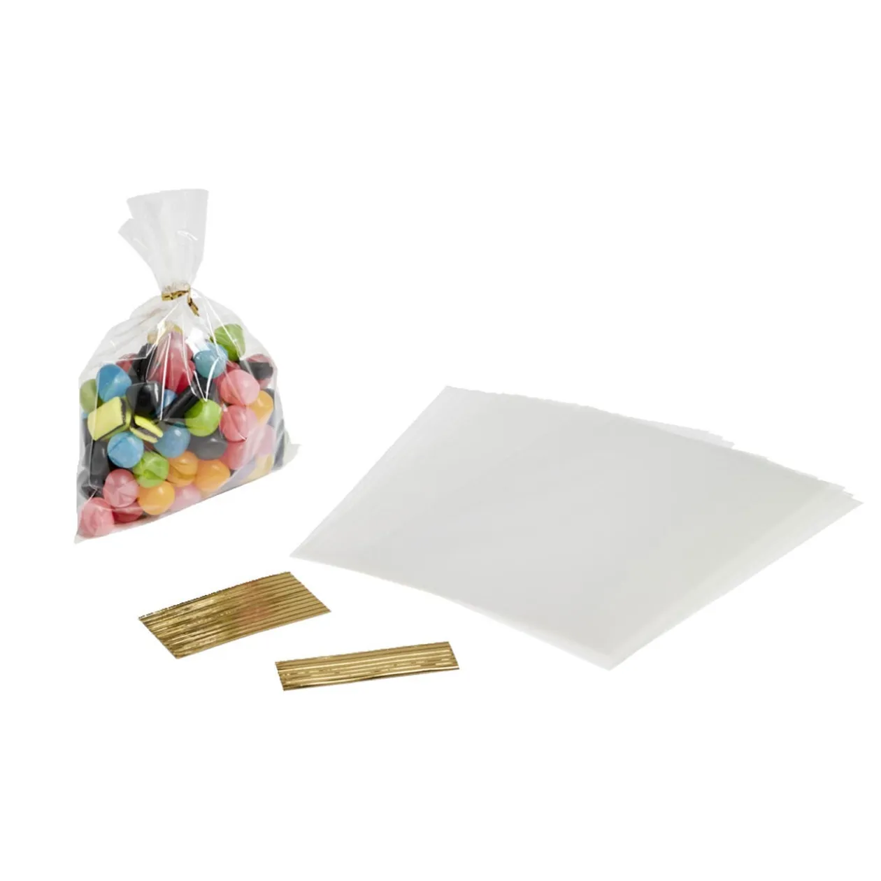Sac à bonbons pochette transparente x20 avec lien