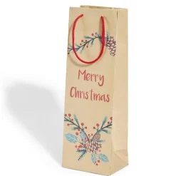 Sac bouteille Noël papier recyclé marron 12x8,5xH35cm (3 modèles) < Gifi Online