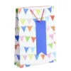 Sac cadeau blanc motifs fanions multicolores - Taille XL