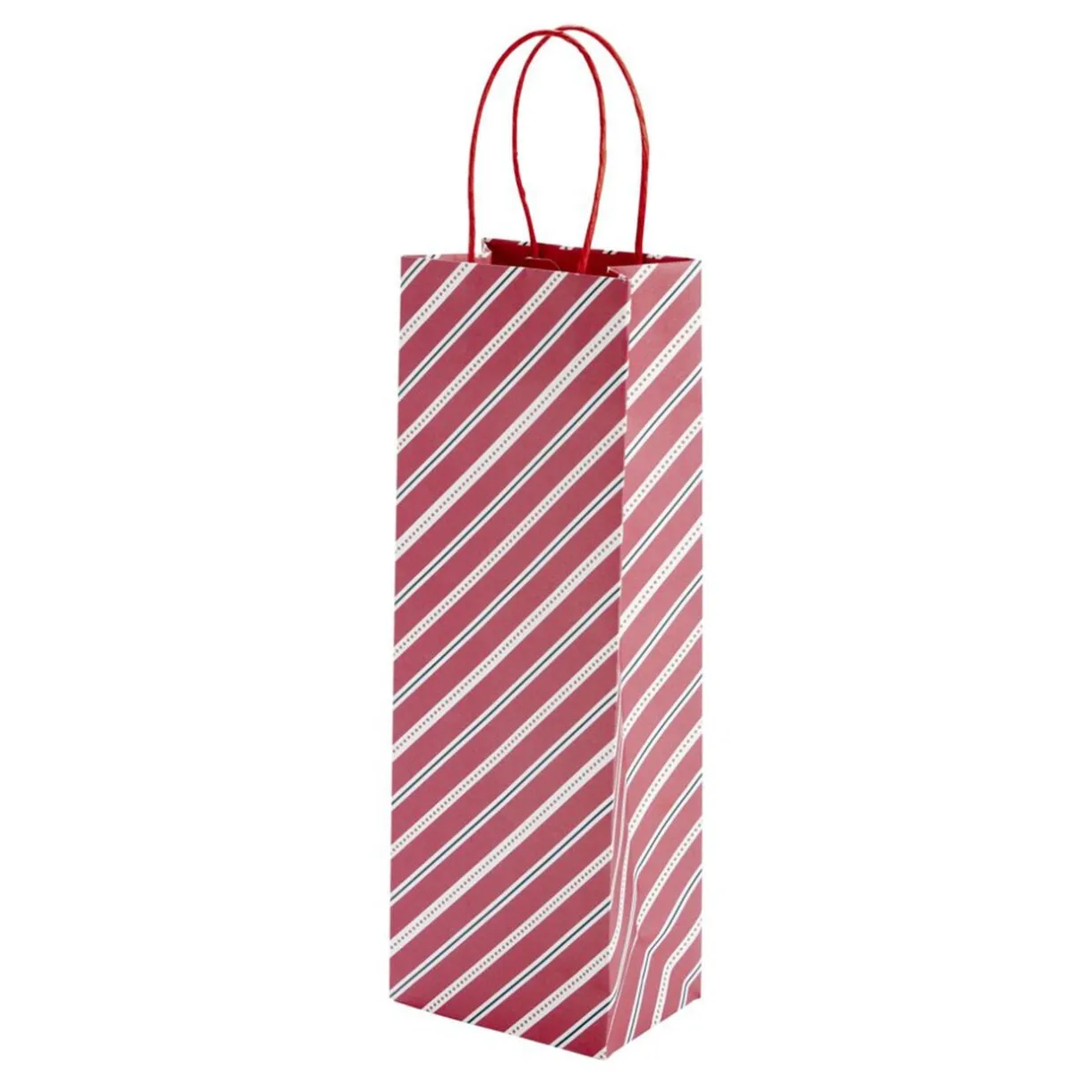 Sac cadeau bouteille rayures rouges et blanches H35cm < Gifi Outlet