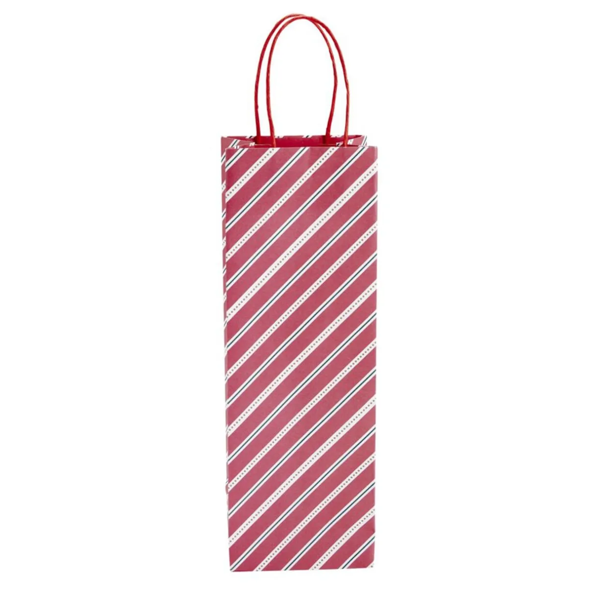 Sac cadeau bouteille rayures rouges et blanches H35cm < Gifi Outlet