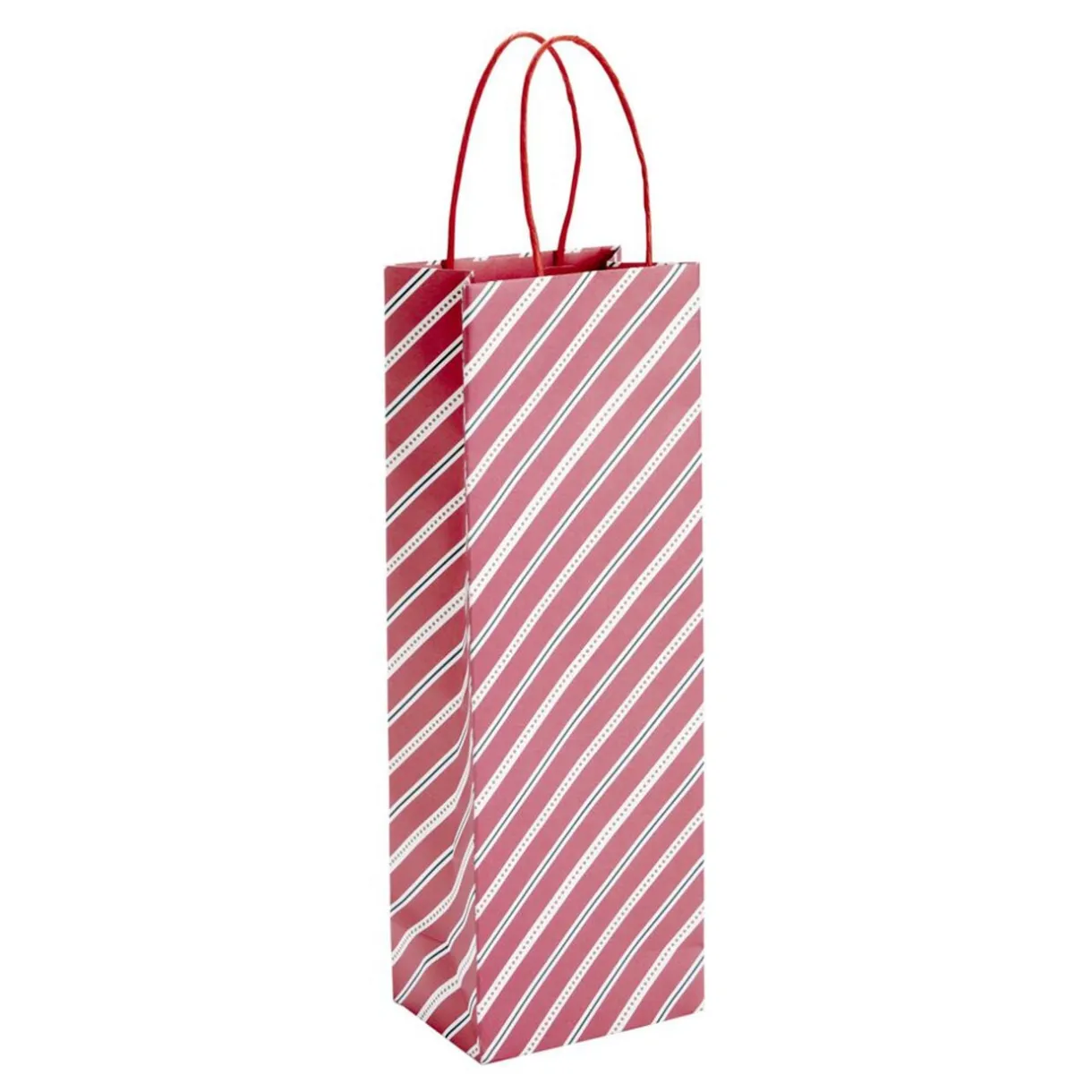 Sac cadeau bouteille rayures rouges et blanches H35cm < Gifi Outlet
