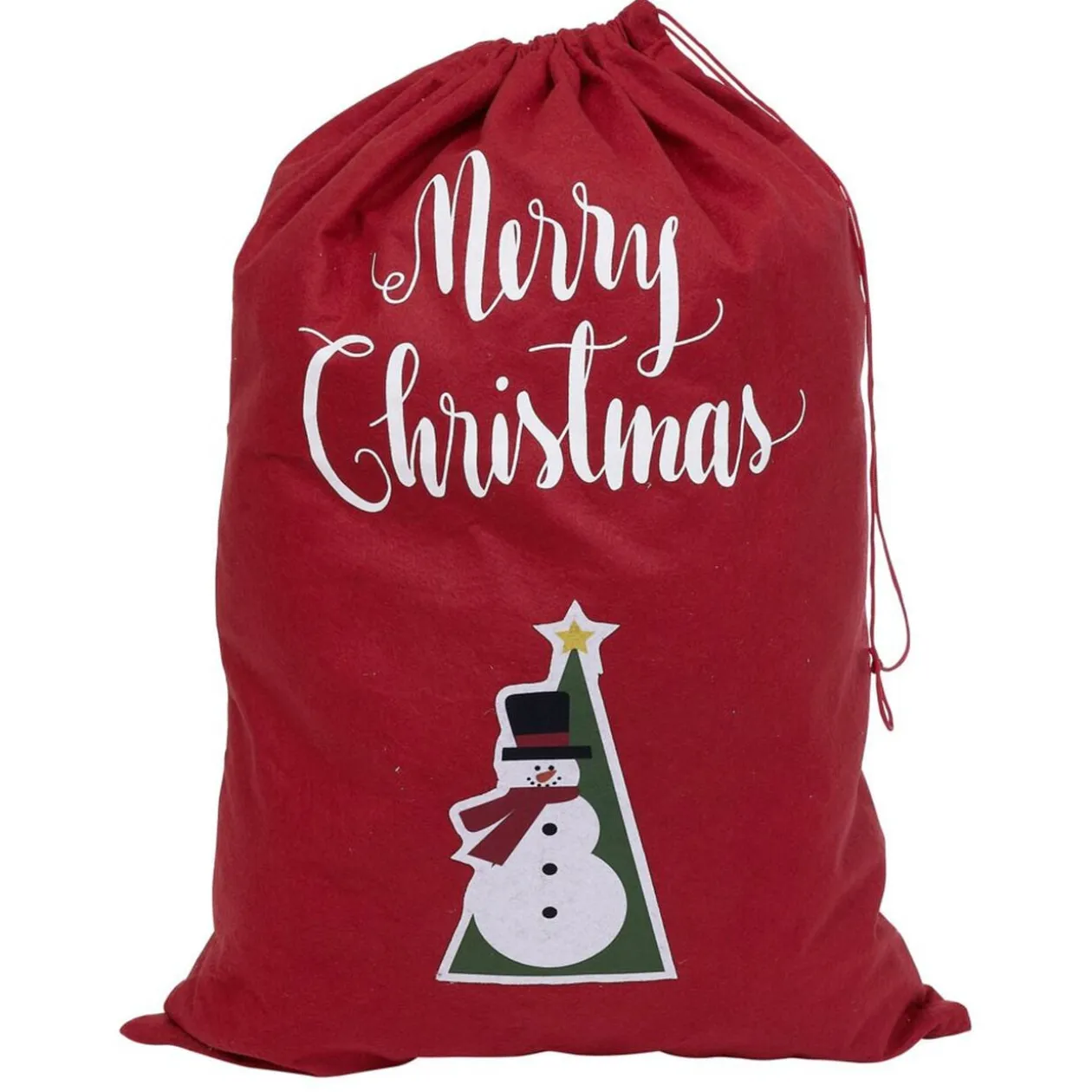 Sac cadeau hotte en feutrine rouge motif Noël