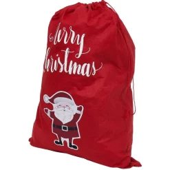 Sac cadeau hotte en feutrine rouge motif Noël