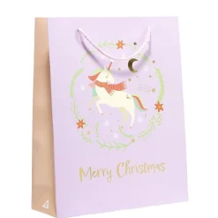 Sac cadeau Noël enfant licorne ou dinosaure 26xH32cm - 2 modèles