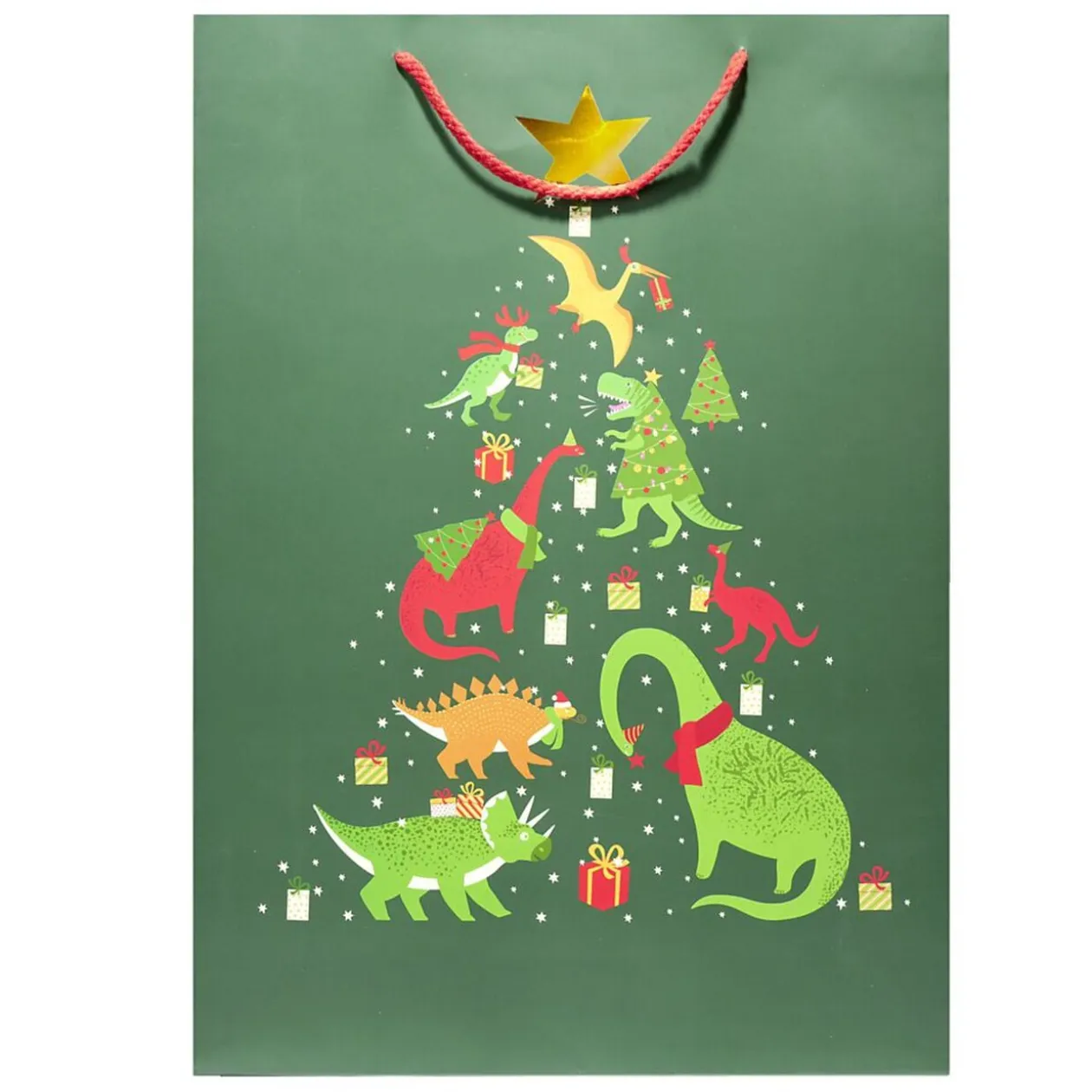 Sac cadeau Noël enfant licorne ou dinosaure 33xH46cm (2 modèles)