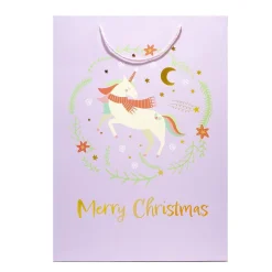 Sac cadeau Noël enfant licorne ou dinosaure 33xH46cm (2 modèles)