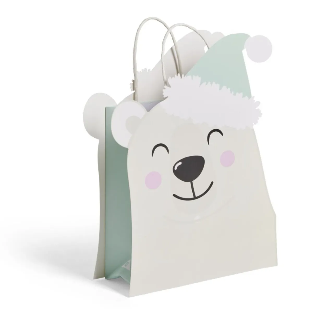 Sac cadeau Noël en papier forme tête ours blanc 25,5xH31,5cm < Gifi New