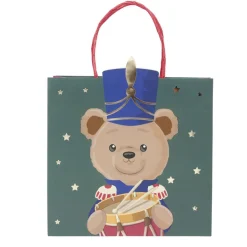 Sac cadeau Noël fantasia ourson vert et rouge 23x9xH25cm