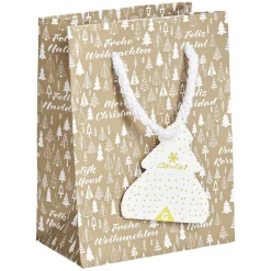 Sac cadeau Noël motif sapin ou uni doré pailleté -Taille S < Gifi Online