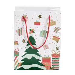 Sac cadeau Noël motif traditionnel 17,5x10xH23cm