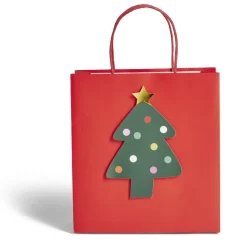 Sac cadeau Noël rouge motif sapin 24xH25cm < Gifi Best
