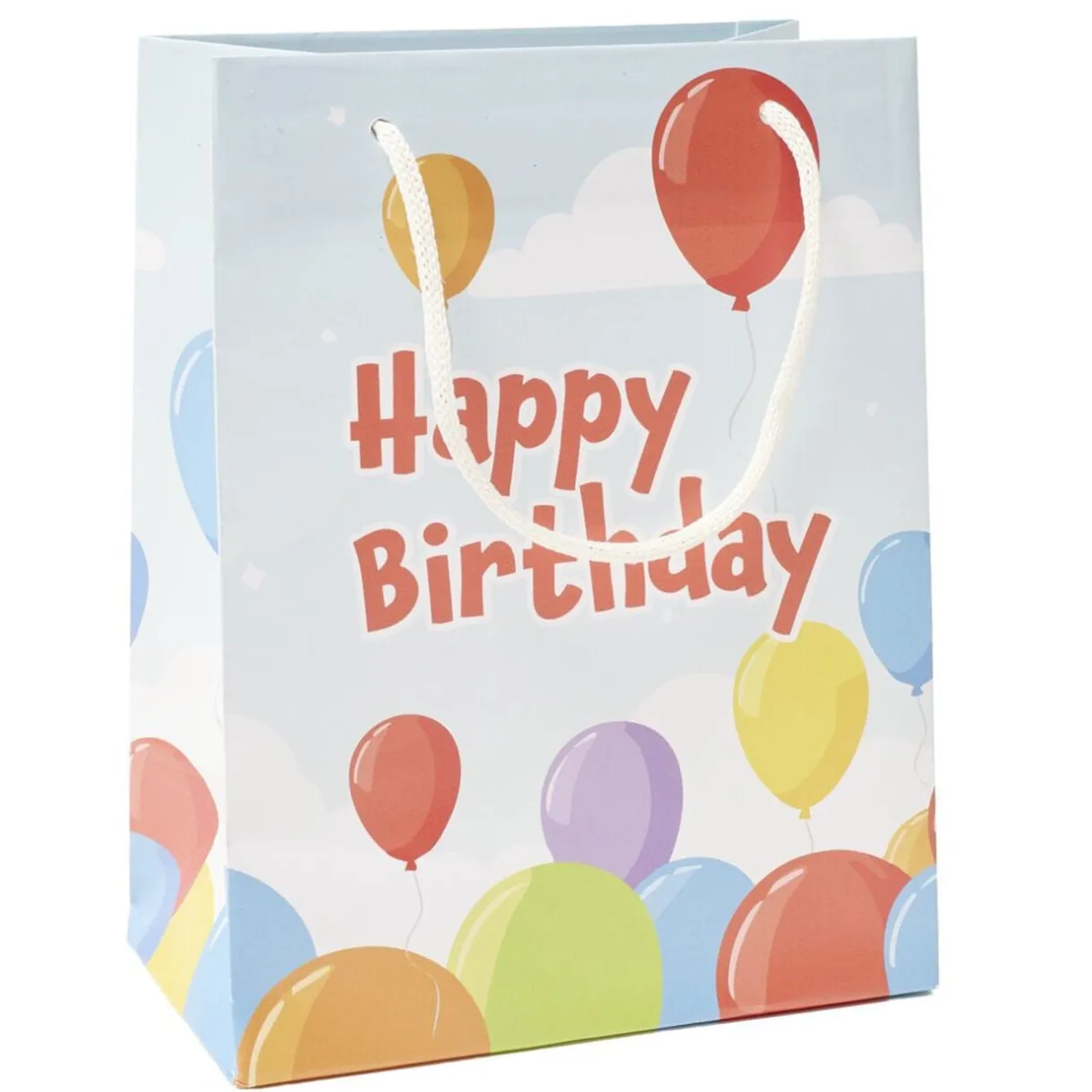 Sac cadeau papier anniversaire inscription Happy Birthday multicolore 17,5x10xH23cm < Gifi Sale