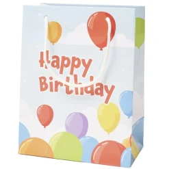 Sac cadeau papier anniversaire inscription Happy Birthday multicolore 17,5x10xH23cm < Gifi Sale