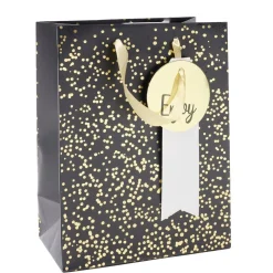 Sac cadeau papier anniversaire inscription Happy Birthday 17,5x10xH23cm (2 modèles)