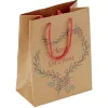 Sac cadeau papier recyclé marron lanière rouge Taille M
