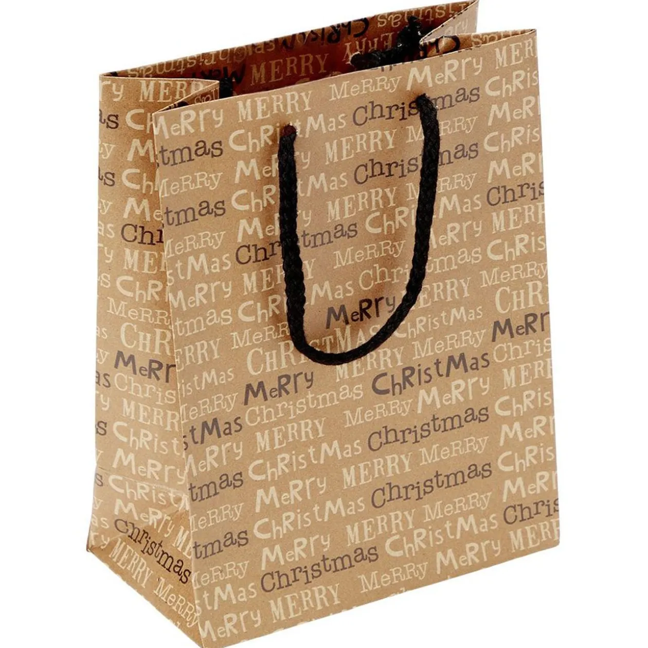 Sac cadeau papier recyclé marron lanière rouge Taille M