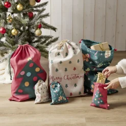 Sac cadeau tissu réutilisable 15x20cm (3 modèles)