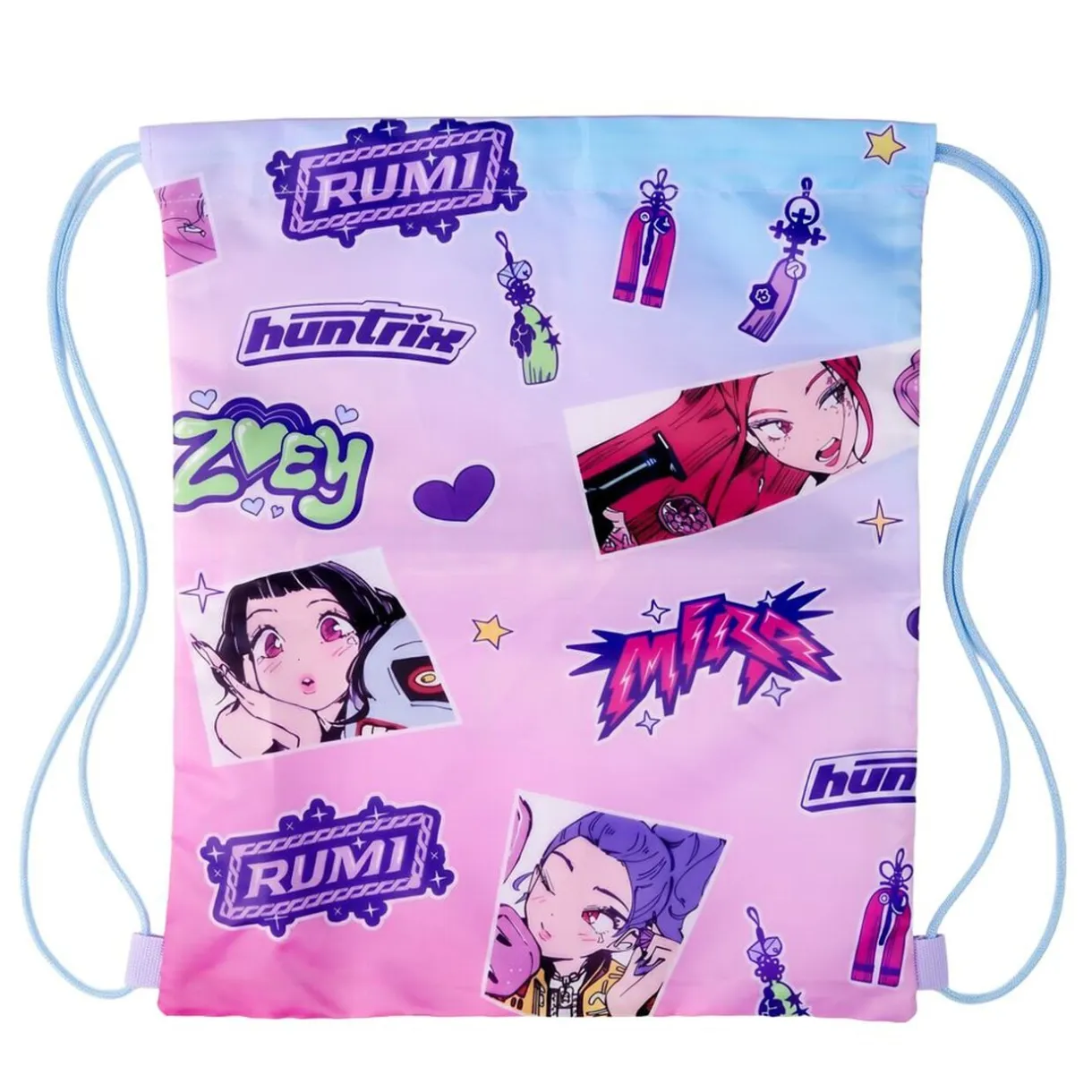 Sac à chaussures Kpop Demon Hunters rose bleu violet 33x44cm < Gifi