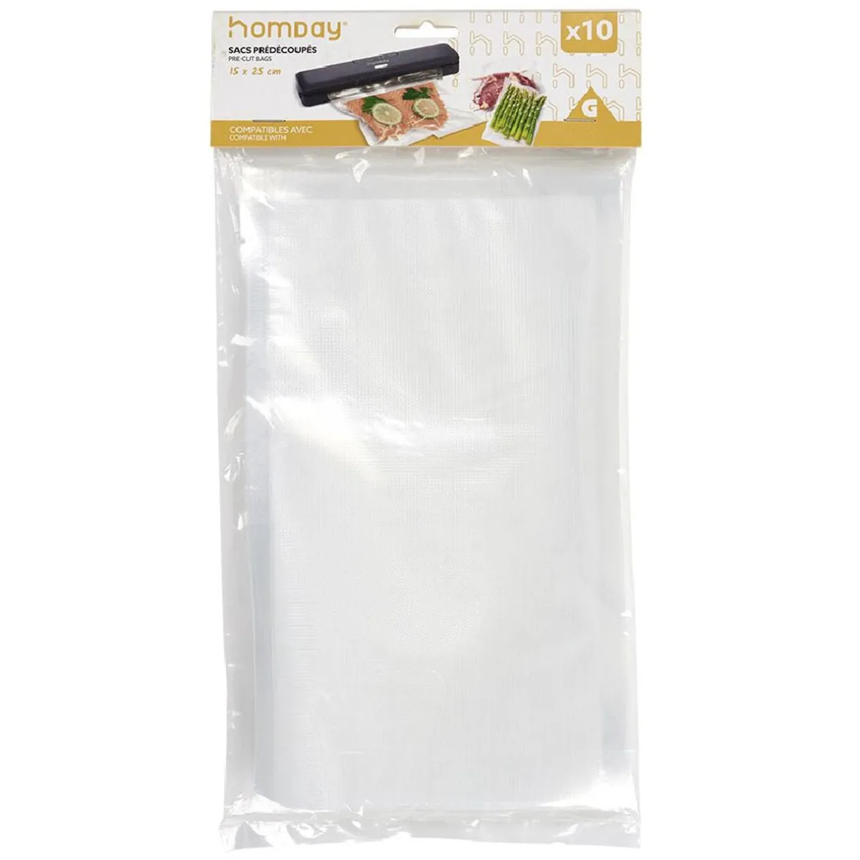 Sac de conservation alimentaire pré-découpé 15x25cm 10 sacs - Taille S < Gifi New