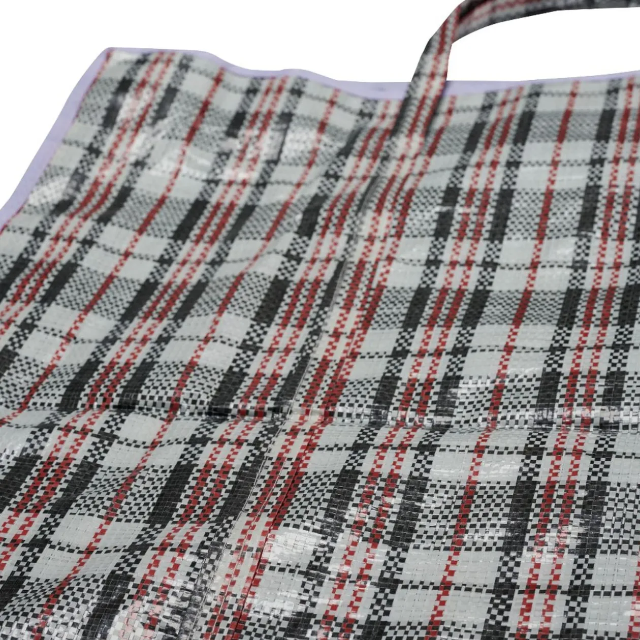Sac de course quadrillage rouge noir blanc 68x15xH68cm