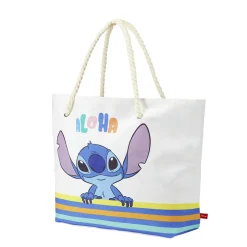 Sac de plage coton anses cordes motif Stitch Aloha 56x16xH38cm < Gifi Hot