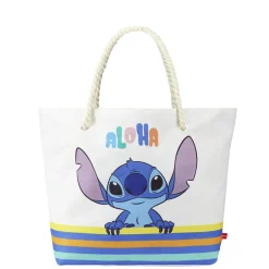 Sac de plage coton anses cordes motif Stitch Aloha 56x16xH38cm < Gifi Hot