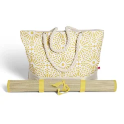 Sac de plage 48x29cm et natte 180x60cm Funky polyester et paille