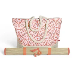 Sac de plage 48x29cm et natte 180x60cm Funky polyester et paille